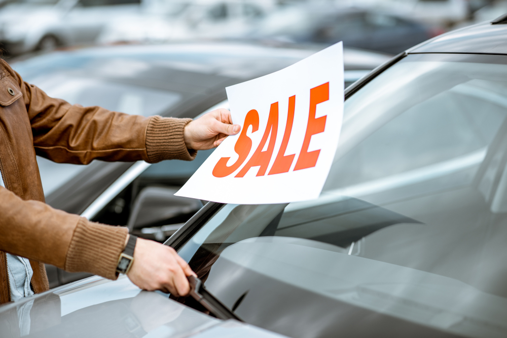 for sale sign on a car