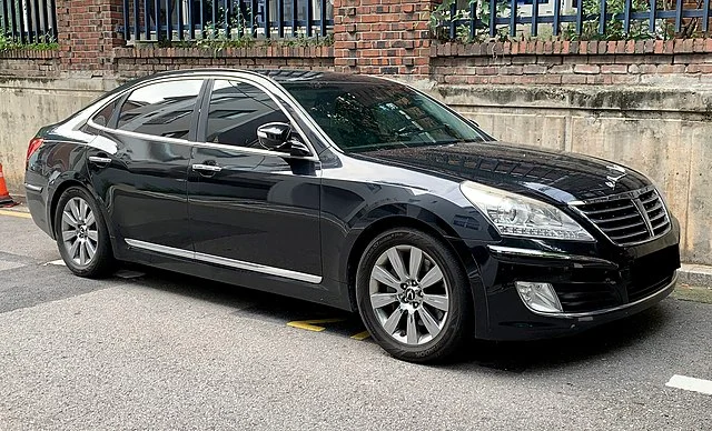 Black Hyundai Equus on a street