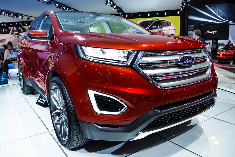 Red Ford Edge front view