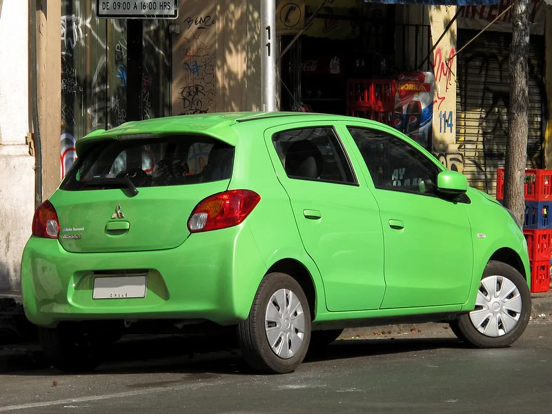 Bright Green Mitsubishi Mirage