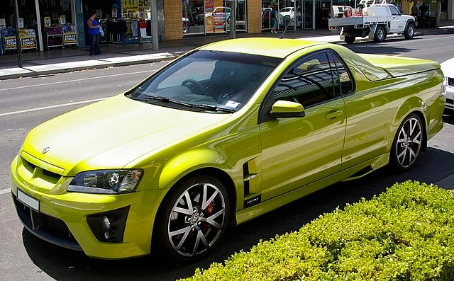 Green HSV Maloo parked outside