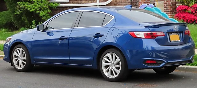 Rear view of a blue Acura ILX