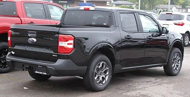 Rear view of a black 2022 Ford Maverick