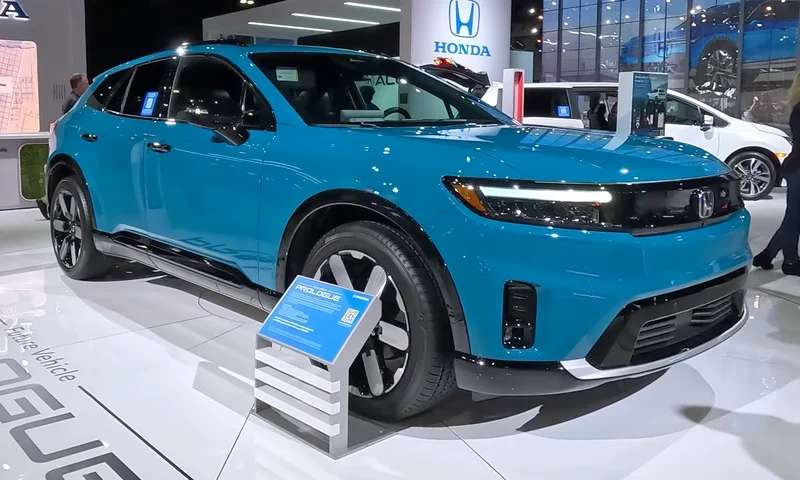 blue 2024 honda prologue in a showroom