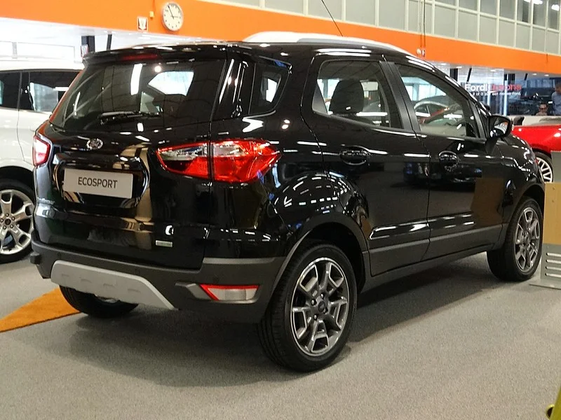 Rear view of a black Ford EcoSport