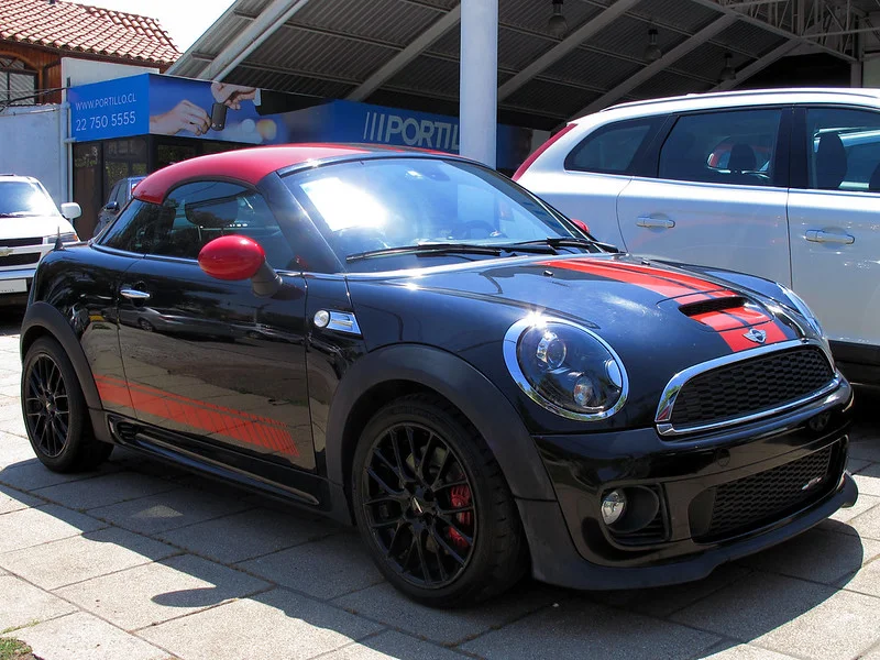 Red and black MINI Cooper Coupe