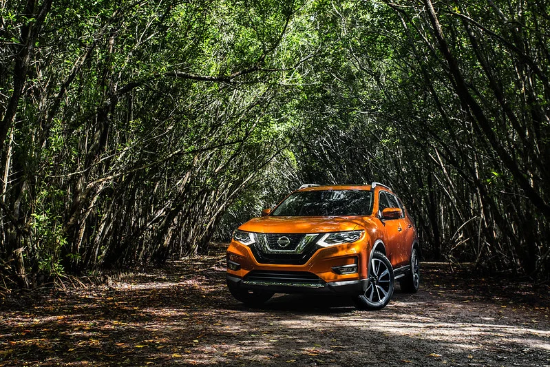 2017 Nissan Rogue parked in a forest