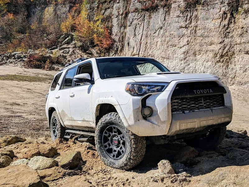 White 2018 Toyota 4Runner off roading