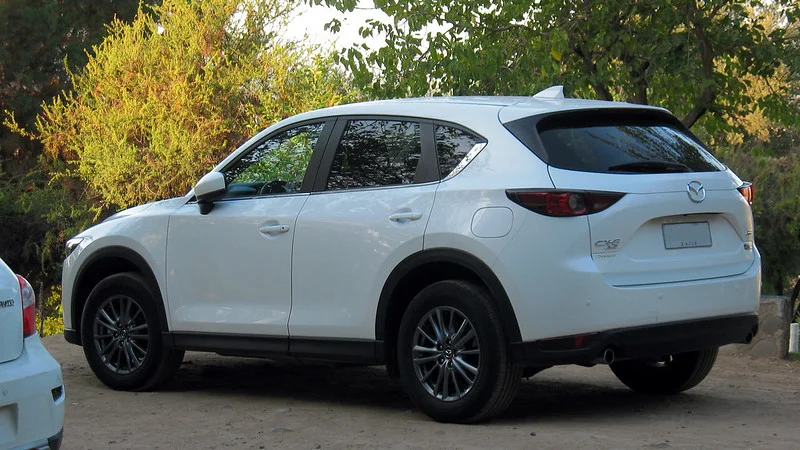 Rear view of a Mazda CX-5 parked outside