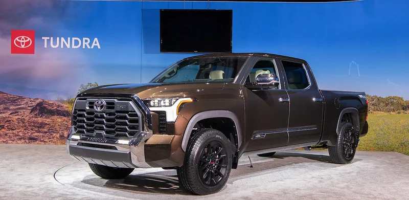 Black 2022 Toyota Tundra in a showroom