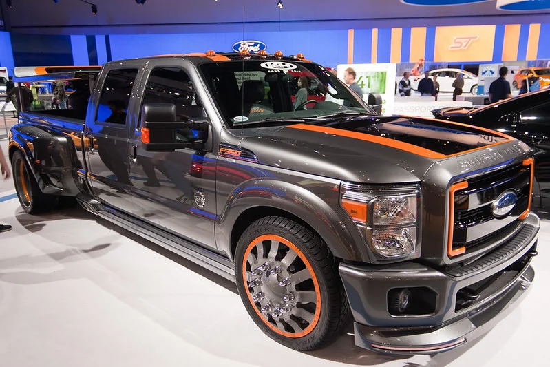 Ford Super Duty in a showroom