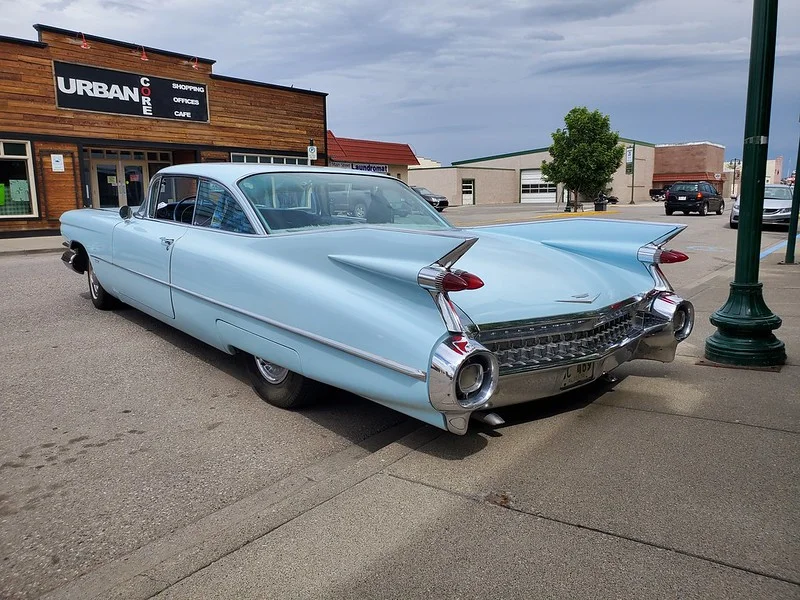 Blue vintage Cadillac