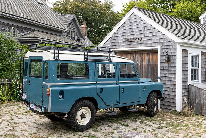 Vintage blue Land Rover