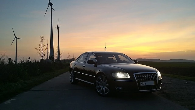 Audi A8 at sunset