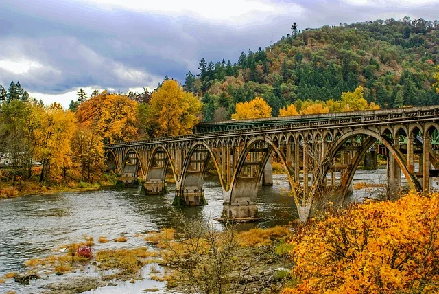 Oregon bridge in the fall