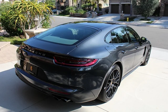 Black Porsche Panamera in a driveway
