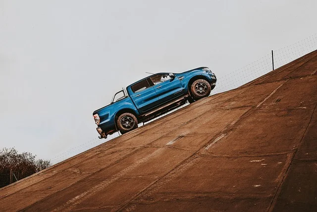 Ford Ranger driving up a hill