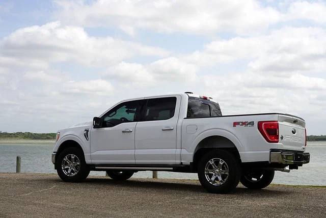 Ford F-150 parked by a lake