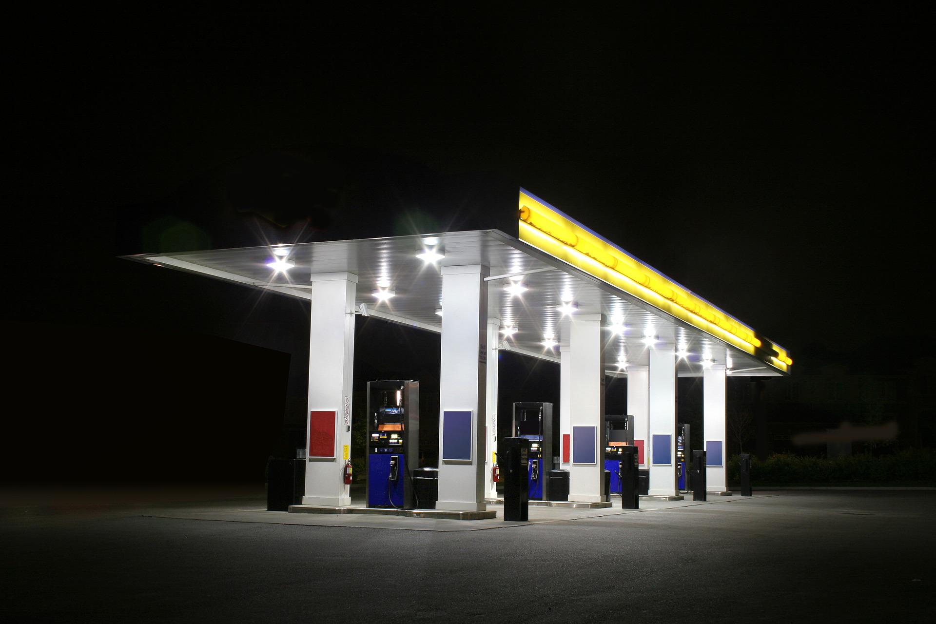 gas station at night