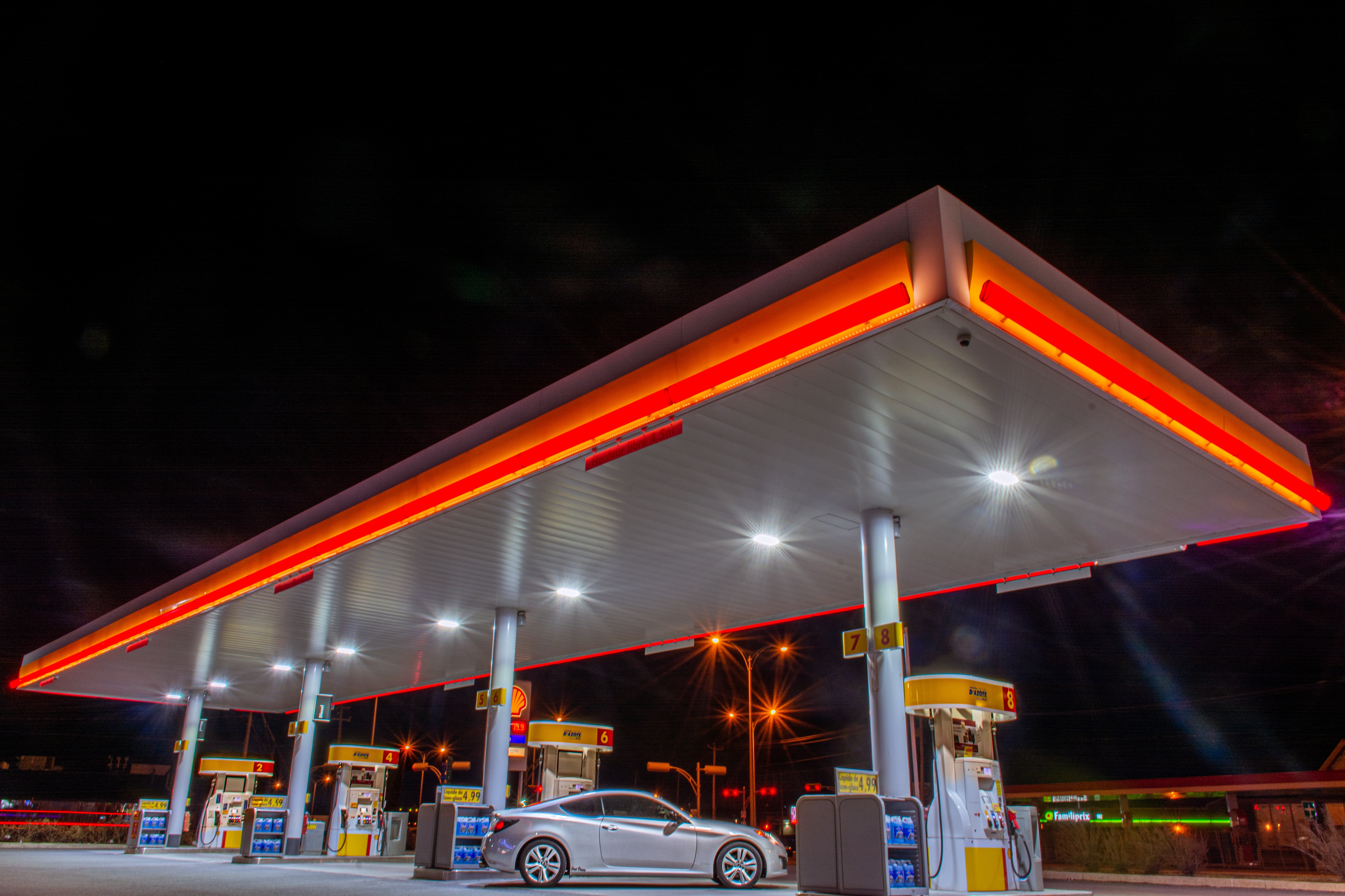 gas station at night