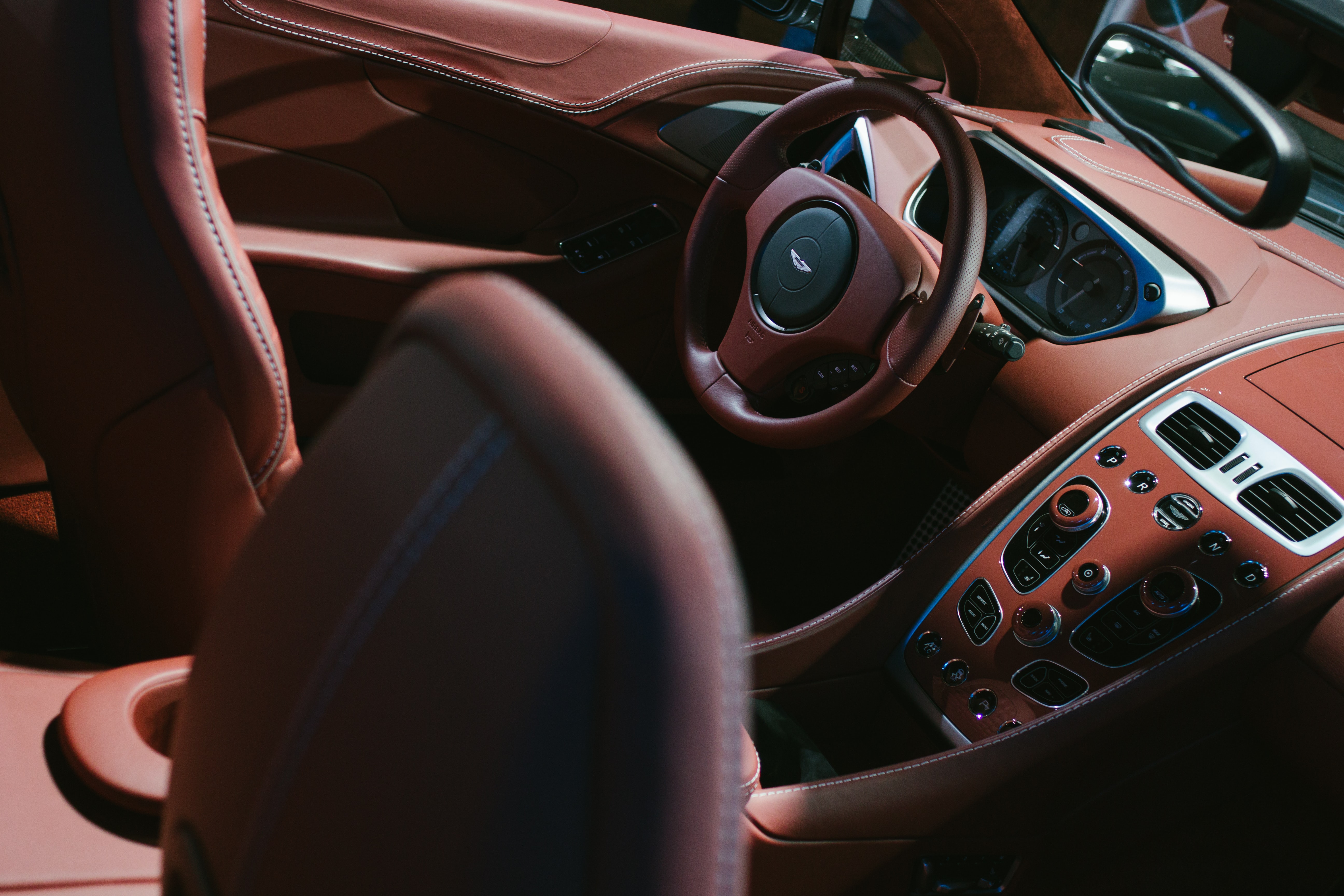 brown leather car interior