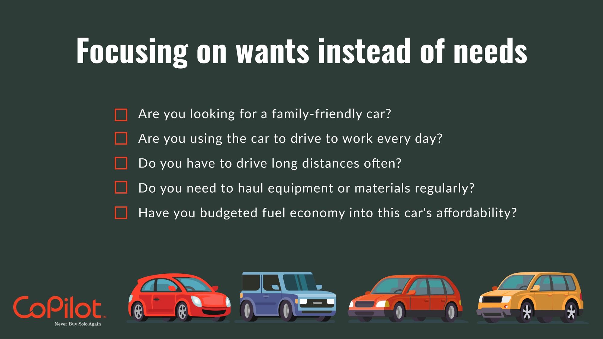 wants vs. needs in car buying