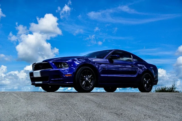 Blue Ford Mustang