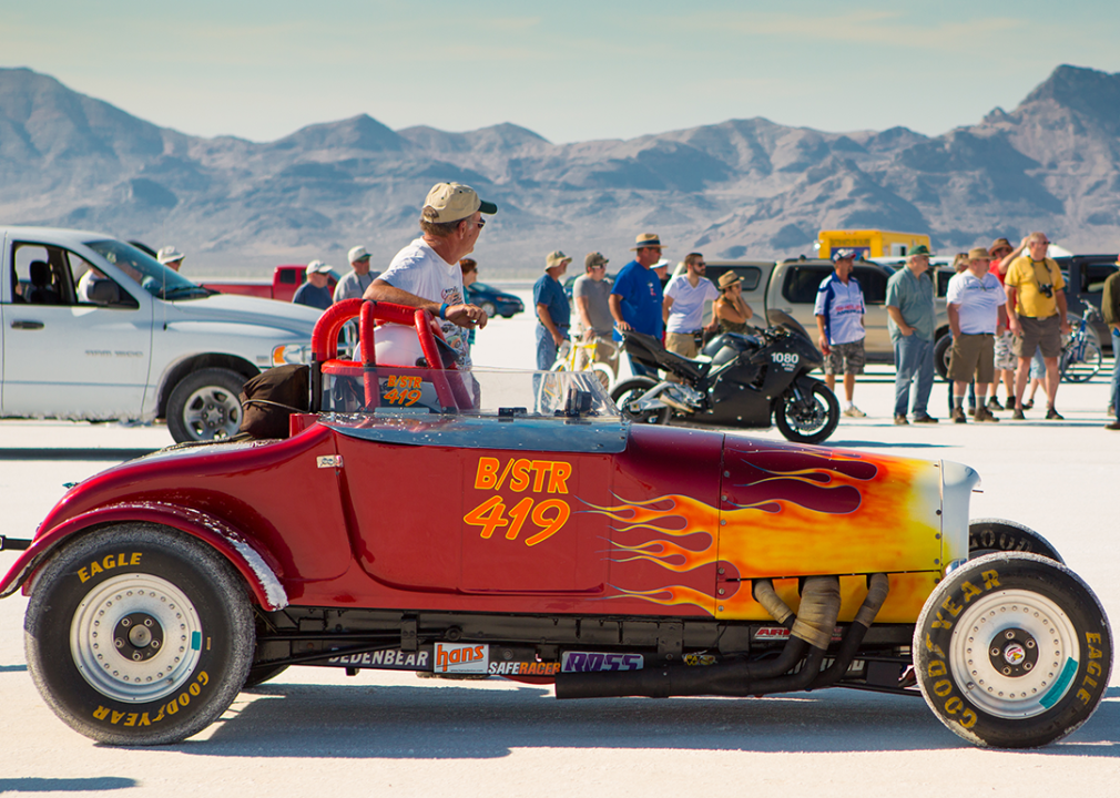 racing cars in desert