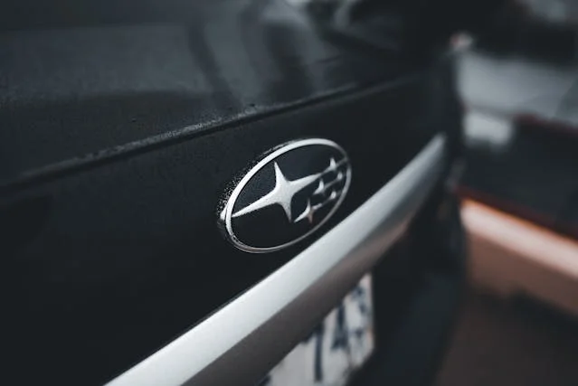 Subaru logo on a bumper