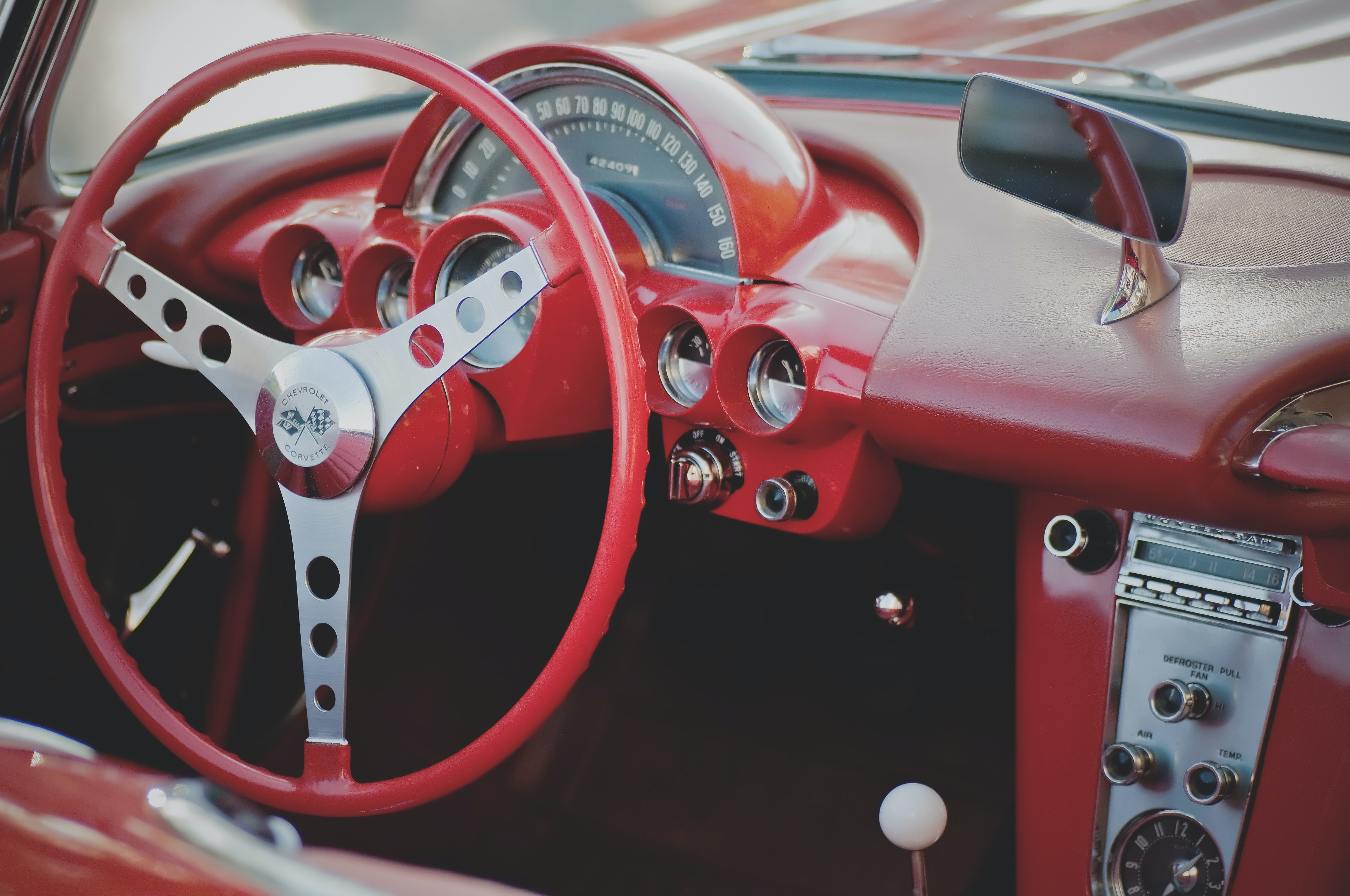 Car with a red interior