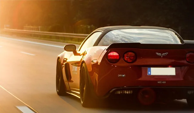Corvette driving at sunset