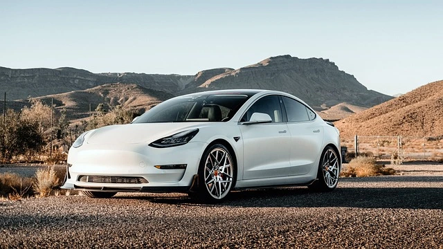 Tesla Model 3 in the desert