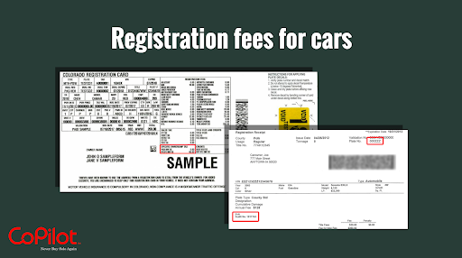 registration fees for cars