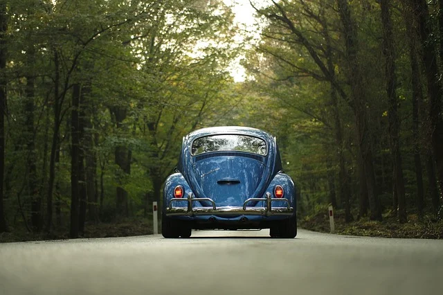 Blue Volkswagen rear bumper